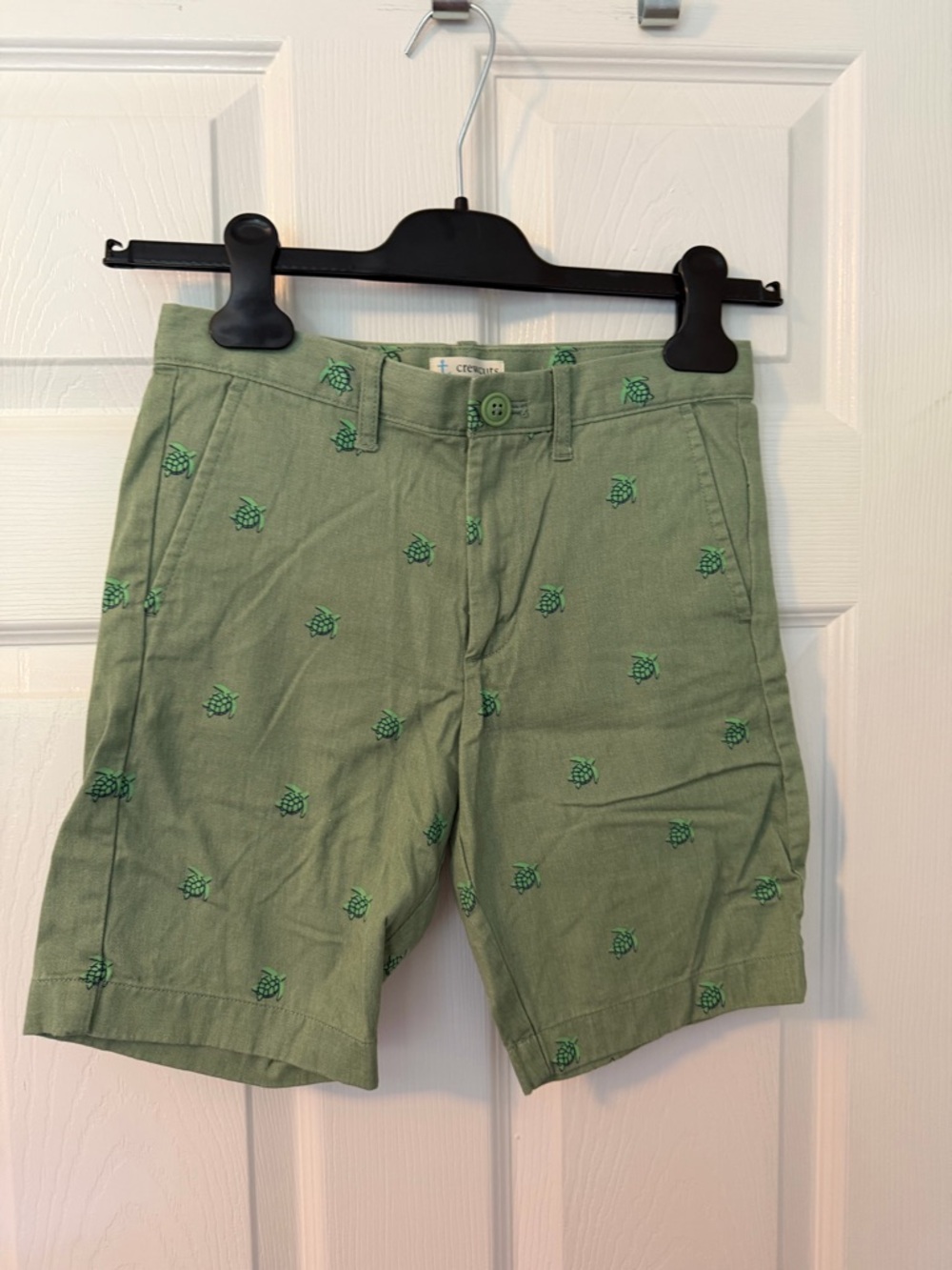 Crewcuts Light Green Shorts with Dark Green Embroidered Motifs